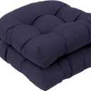 Outdoor Chair Cushions, Outdoor Cushions, Patio Chair Cushions, Indoor Full-Length Ties for Non-Slip Support, Premium Comfortable Thick Fiber, Set of 2 (Navyblue, 17x17 Inch)