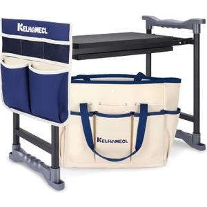 Garden Kneeler and Seat, Extra Wide Thick EVA Pad, Heavy Duty Foldable Garden Bench Holds 350lbs, Ergonomic Kneeling Stool with Garden Tool Pouches, Gardening Gifts for Women, Men & Seniors, 20 Inches X 18 Inches X 15 Inches