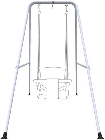 Swing Stand for Kids,Baby Swing Frame, Toddler A-Frame Metal Swing Set for Backyard, Outdoor Indoor use, Fits for Most of The Toddlers Swings (White)