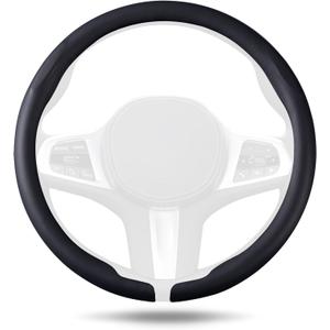 Aimato Car Steering Wheel Cover, Ultra-Thin Car Steering Wheel Cover,Comfortable & Breathable Microfiber,Universal Fit for Most Cars, Black