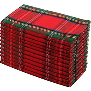 COTTON CRAFT Christmas Tartan Plaid Napkins -12 Pack 100% Cotton Cloth Napkins - Xmas Holiday Lunch Brunch Dinner Party Festive Celebration - Paperless Reusable Washable Table Napkin -17x17 Red Green