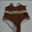 Tempt Me Women Plus Size High Waisted Bikini Set Two Piece Swimsuit Full Coverage Sporty 2 Piece Bathing Suits 20W, Brown