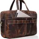 HLC 18 Inch Full Grain Leather Briefcase messenger shoulder bags for men and women (brown, 18 inch)