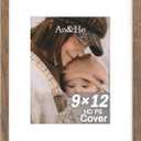 An&He 9x12 inch Picture Frame, Brown Simple Photo Frame for Decorative Artwork, Suitable for Tabletop, Desk, Bookshelf and Wall Display, Photo Gallery Decor