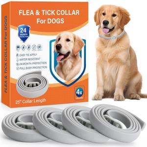 4 Pack Flea and Tick Collar for Dogs - 25" Adjustable Collar Fits Dogs, Long-Lasting 24-Month Protection for Small, Medium, and Large Dog  Waterproof Flea Tick Prevention