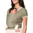 Ergobaby Aura Baby Wrap Carrier for Newborn 0-12 Months (8-25 lbs) - Soft Stretchy Infant Wrap Carrier with Hip-Healthy Positioning, Pre-Tied Design - Olive Diamond