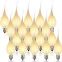 Meonum 18 Pcs Silicone Dipped Candle Light Bulbs, LED Silicone Candle Bulbs, 0.7 Watts Chandelier Light, C7 Lamps, E12 120V White Soft Coating Lighting for Window Candelabra, Chandelier (Gold Glow)