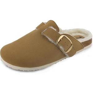 Sweechee Women's Cork Footbed Clogs with Soft Fur Lining, Comfortable Shearling Slippers Women's for Winter
 Size 8