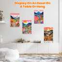 4 Pack Paint by Numbers Kits for Adults Beginners Framed Canvas, Adult Paint by Number Kit with Easel, Natural Abstract Landscapes Painting by Numbers for Beginners, Arts and Crafts for Decor 8x12inch