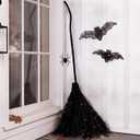 Briwooody 5 Pcs Halloween Decor 4 ft Lighted Rattan Witches Spider Broom
