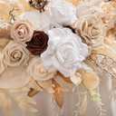 Ling's Moment 9FT Flower Garland for Backdrop Decorations - Wedding Arch Flowers, Eucalyptus & Rose, Artificial Floral Garland for Mantel - Sweetheart Table Decor for Ceremony Reception, White & Beige