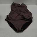 Aleumdr Women Retro Tankini Swimdress Tummy Control Bathing Suits Two Piece Tankini Tops with Bikini Bottoms Twist Swimwear (XX-Large, Dark Brown)