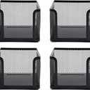 Suwimut 4 Pack Mesh Memo Holder, 4 x 4 Inch Black Metal Mesh Sticky Note Dispenser Cube Memo Pad Holder for Pen, Pencil, Paperclip, Thumbtack, Desk Organizer for Office Home School