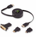 ReTrak Retractable Universal HDMI Cable Kit With 3 Adapter Tips - 816983010055