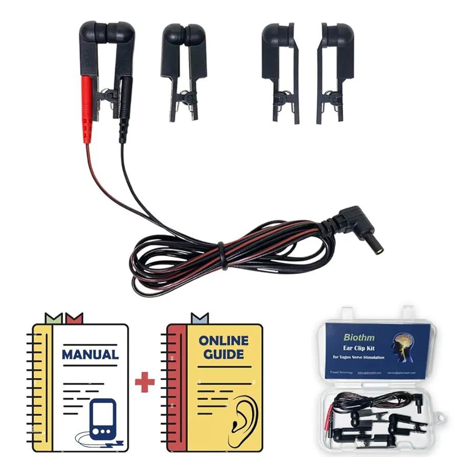 TENS Ear Clips for Vagus Nerve Stimulation, Dual Silicone Electrodes