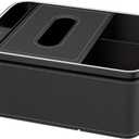 Car Armrest Storage Box with LED Tube and Dual USB Ports Charger,Compatible For Various Car Models(Black)