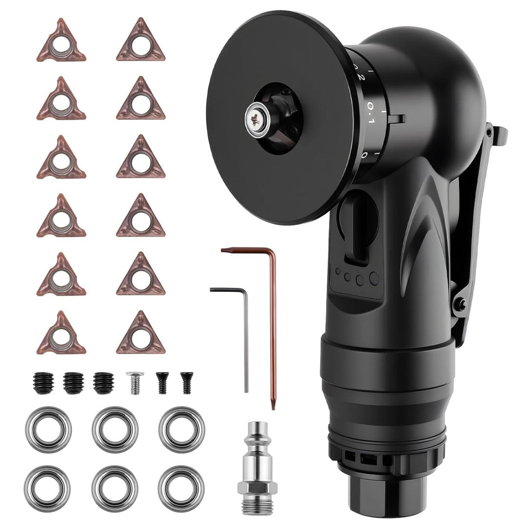 Pneumatic Chamfering Tool, Chamfer Tool with 6 C-Angle & 6 R-Angle Blades, Upgrade Air Chamfer Tool for 45 & Round Corner, Chamfering Tool for Metal and Wood