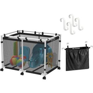Pool Accessories Bundle | 214 Gallons Pool Storage Bin (Max) +Side Pouch+S Hooks (4pcs)