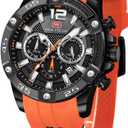 MF MINI FOCUS Men Watch, Chronograph Waterproof Sport Analog Quartz Watches Blue Silicon Strap Fashion Wristwatch for Men