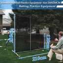 7x7ft Baseball Softball L Screen for Pitching Practice, Portable Pitcher Safety Screen with Wheels, Steel Frame Protective Guard for Batting Cage Backyard Drills, Coaches, Youth Training
