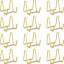 12 PCS Gold Small Plate Holder, 3 Inch Plate Display Stand Photo Stands for Table Display Small Easel Stand Decoration for Kitchens, Living Rooms, Desks, Offices, Dining Rooms and Cafes
