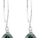 Emerald Green Quartz Trillion Sterling Silver Earrings