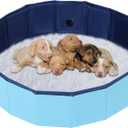 NATGAI Portable Whelping Box for Puppies | 39"X12" Dog Birthing Pool, Whelping Pen for Dogs, Dog Pool Ideal for Puppies' Delivery & Outdoor Fun (39inch Dia.  12inch H/100  30cm)