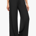 ZOOSIXX Soft Black Pajama Pants for Women, Wide Leg Comfy Casual Lounge Yoga Capri Pants 22'' / 30'' M