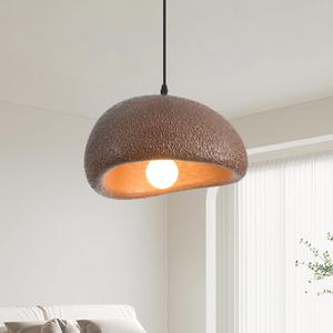 11.8in Wabi Sabi Pendant Light, Kitchen Island Lighting Fixture Ceiling Mount Japanese Lamp Japandi Chandelier for Dining Living Room Hallway Bedroom Restaurant Hanging Lamp, Brown 1 Pack