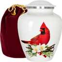 Trupoint Memorials Cremation Urns for Human Ashes, Decorative Burial Urn for Adult Men & Women – Large, Red Cardinal