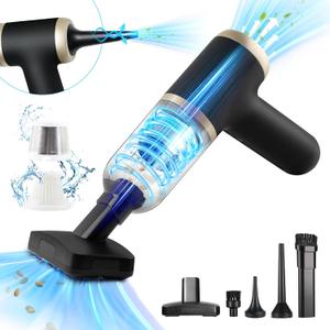 2-in-1 Handheld Vacuum & Blower with 20000PA Suction  0.76 lb Weighs Mini Vacuum Cleaner Cordless for Quick Car, Home, Hand Vac with HEPA Filter & 5 Attachments