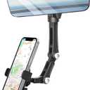 Karmus Rearview Mirror Phone Holder for Car, Rear View Mirror Phone Holder, Rotatable and Retractable Car Phone Holder Mount, Car Truck Essentials Accessories Compatible with All Cell Phones