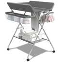 Portable Changing Table for Baby, Foldable Baby Changing Table with Storage, Diaper Changing Station for Nursery, Small Infant Changing Station with Wheels & 3-Level Adjustable Height