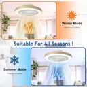 Depuley LED Ceiling Fan with Light: 19" Modern Flush Mount Low Profile Ceiling Fans with Remote & Smart APP Control - Gold Bladeless Fandelier Dimmable Quiet DC Motor for Bedroom Kids Room 6 Speeds