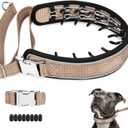 Mayerzon Prong Collar for Large Medium Dogs, Patented Reflective Pinch Collar with Metal Buckle, No Pull Adjustable Hidden Covered Dog Walking Training for Pitbull German Shepherd Doberman(Brown, L) (Large: 15''-22'')