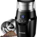 SHARDOR Adjustable Coffee Grinder Electric, Super Silent Electric Coffee Bean Grinder with Time-Memory Adjustment and Multi-Functional Stainless Steel Cup for Spices, Herbs, and Nuts Grinding, Gray (1 Bowl, Dark black)