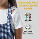 Kids Aprons for Cooking Waterdrop Resistant Aprons for Girl & Boy Toddler Apron for Painting, Gardening, Baking, Smock (Plaid Navy Blue, Medium (6-10 years)