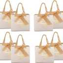 TKSBAG 50 Pack Small Thank You Gift Bags with Handles, 5.5''x 2.5''x4.7'' Mini White Gift Bags Bulk for Baby Shower, Birthday, Wedding, Party Favors