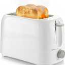 OVENTE Electric 2 Slice Toaster Machine with 6-Shade Browning Selector Setting, Compact Design and Removable Crumb Tray, 700W Power Perfect for Toasting Bread, Thin Bagels and Waffles, White TP2210WGY