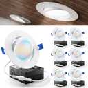Sunco Lighting 6 Pack Recessed LED Lights Canless 4 Inch Eyeball Gimbal 12W, Selectable 2700K/3000K/3500K/4000K/5000K, Angled Directional Light with Jbox, Ultra Slim Dimmable, ETL
