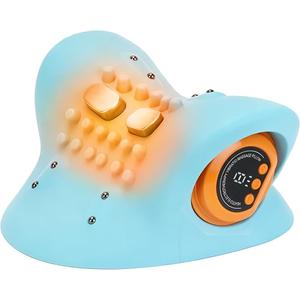 Neck Massager with Heat,3-in-1 EMS Pulse/Vibration/Heating with Remote Control,Electric Cervical Neck Traction Pillows for Pain Relief and Muscle Relaxation Gifts for Women Men(Blue)