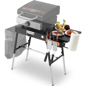 Grill Tables for Outside, Blackstone Griddle Stand with Trash Holder - Fit 17 or 22 Other Tabletop Grill, Folding Portable Ninja Grill Stand& Blackstone Table for Outdoor Tailgate, Camping