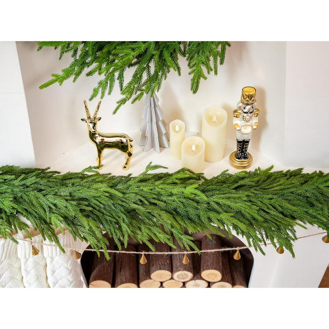 72" Pine Garland Real Touch Christmas Garland Faux Cedar Garland Christmas Greenery for Mantle Stairs Table Fireplace Wall Xmas Indoor Outdoor Christmas Decor Holiday Decorations