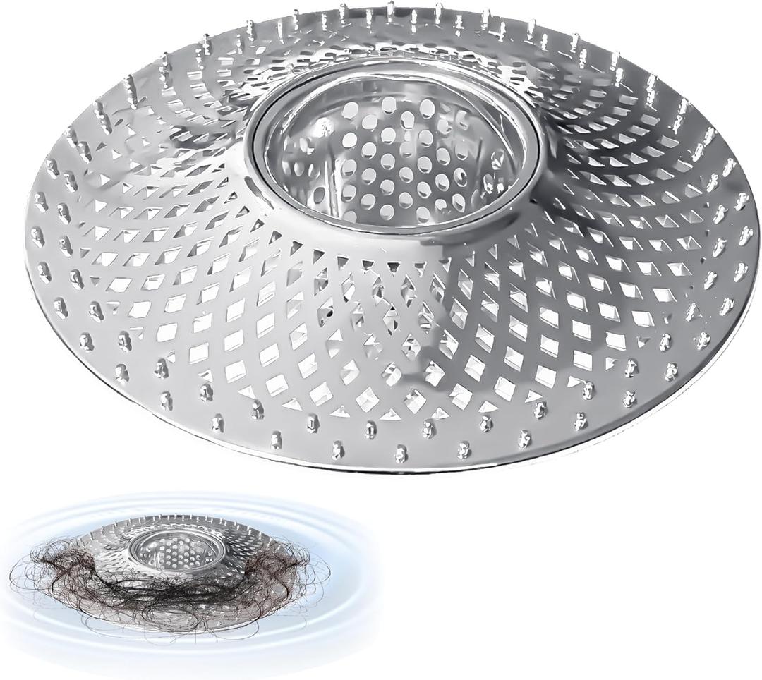 Tub Drain Protector Drain Hair Catcher,Stainless Steel Bathtub Shower Drain Hair Stopper Strainer Trap for Wash Basin Shower Bathroom Kitchen Sink to Catch Hair Debri and Foreign Objects Easil