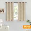 BGment Short Room Darkening Curtains 54 inch Length for Small Windows, Grommet Thermal Insulated Drapes for Bedroom with Wave Line and Dots Printed, 2 Panels, Each 38 x 54 Inch, Beige