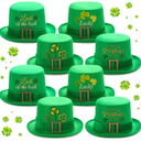 12 Pieces St. Patrick's Day Hats Fabric Large Shamrocks Lucky Leprechauns Hat with Buckle for Irish Green Costume Accessories