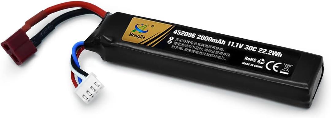11.1V LiPo Airsoft Battery with Connector 2000mAh 30C Rechargeable Stick Batteries for Airsoft Guns Airsoft Rifle