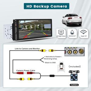 Hikity 6.9 Inch Car Stereo with Wireless Carplay Android Auto Single Din Touchscreen Car Radio with Bluetooth 5.0 Mirror Link FM EQ SWC, Car Audio Receiver with MIC Backup Camera