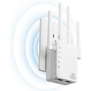 WiFi ExtenderWiFi Extenders Signal Booster - WiFi Repeater with 12880 Sq.ft Coverage 105 Deviceswith 1200Mbps Dual - Band 2.4G&5G1-Tap SetupSupports Ethernet Port,Faster Speed