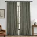 Pinch Pleated Drapes Greenish Grey Room Darkening Curtains 96 Inches Long for Living Room, Rustic Cottage Core 100% Blackout Faux Linen Double Layer Pleat Curtain 2 Panels Set Deep Depths Green Decor